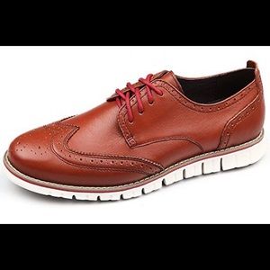 Laoks Mens Wingtip Dress Sneaker, Cognac